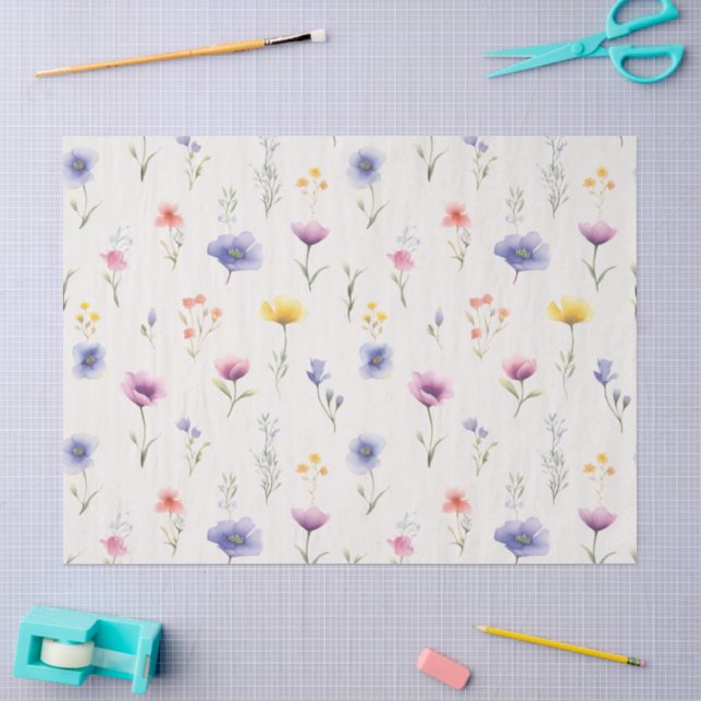 Papel de Seda Botânico de Flores Silvestres (Arte )