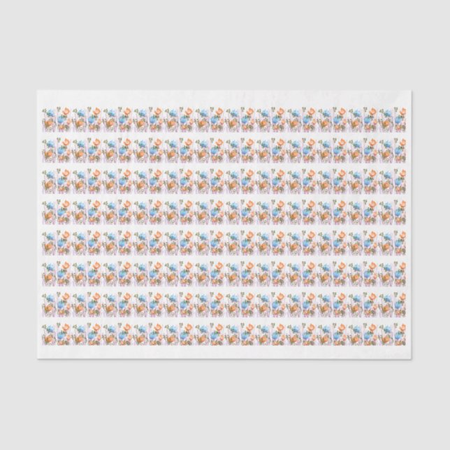Papel de seda botânico floral abstrato moderno (Frente )