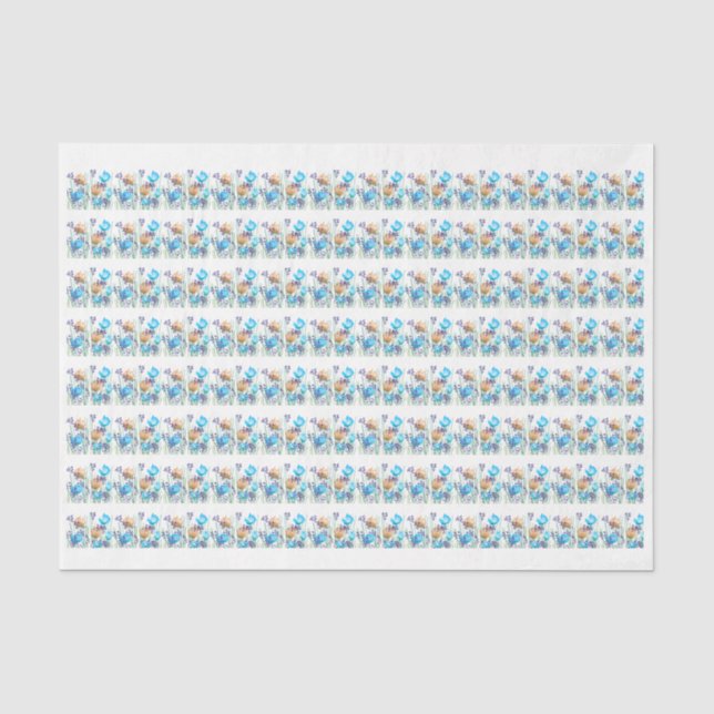 Papel de seda botânico floral abstrato moderno (Frente )