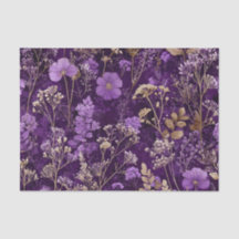 Botânico Floral Boho Ousado Roxo Rústico