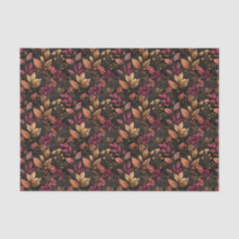 Papel De Seda Botânicos de Aquarela Preto Dourado Borgonha Flora