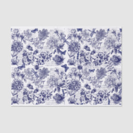 Papel De Seda Botânicos em azul com decoupage de script