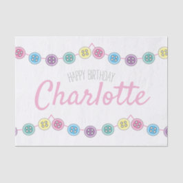 Papel De Seda botão sewing do aniversário branco