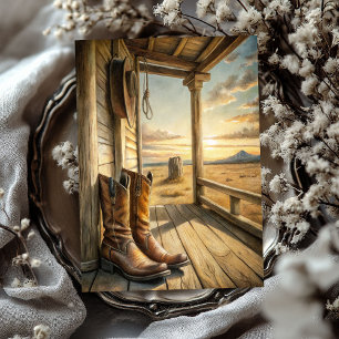 Papel De Seda Botas de cowboy da Watercolor vintage prairie, Oes
