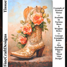 Papel De Seda Botas de Moda de Cowgirl Ocidental Rosas Decoupage