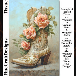 Papel De Seda Botas de Moda de Cowgirl Ocidental Rosas Decoupage
