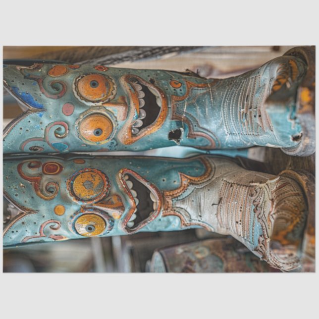 Papel De Seda Botas de Rosto Cômico Pedaços (Frente )