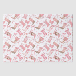 Papel De Seda Botas Rosa Western com Laços para Chá de Noiva