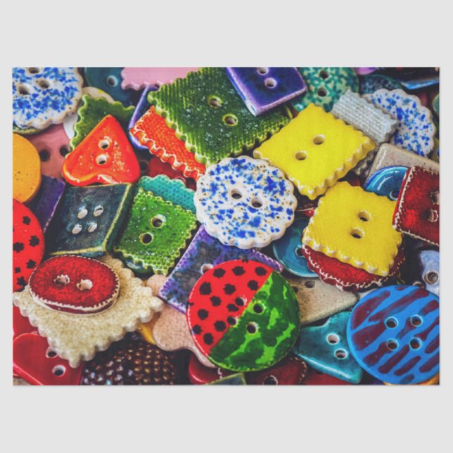 Papel De Seda Botões decorativos coloridos (Frente )