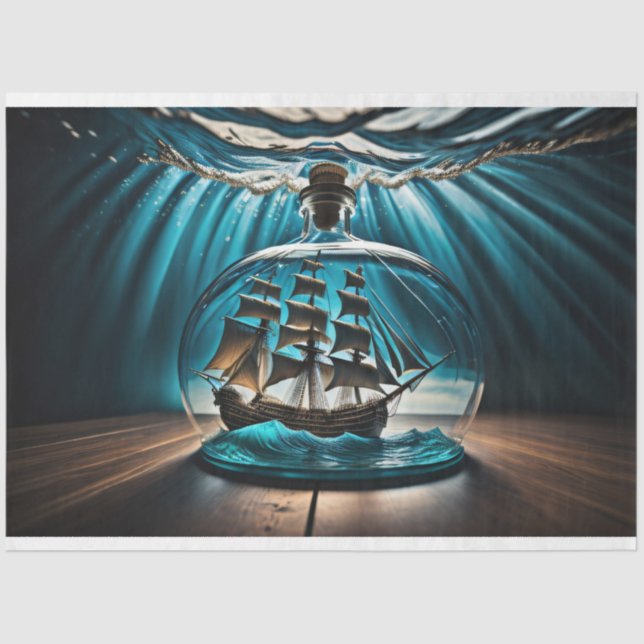 Papel De Seda Bottle to sea ocean ship capsize v9 Tissue paper (Frente )