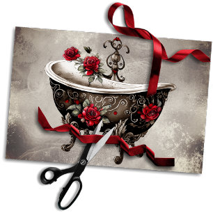 Papel De Seda Boudoir Banheira Velha e Dourada Pé-Pé-Pé-Pé