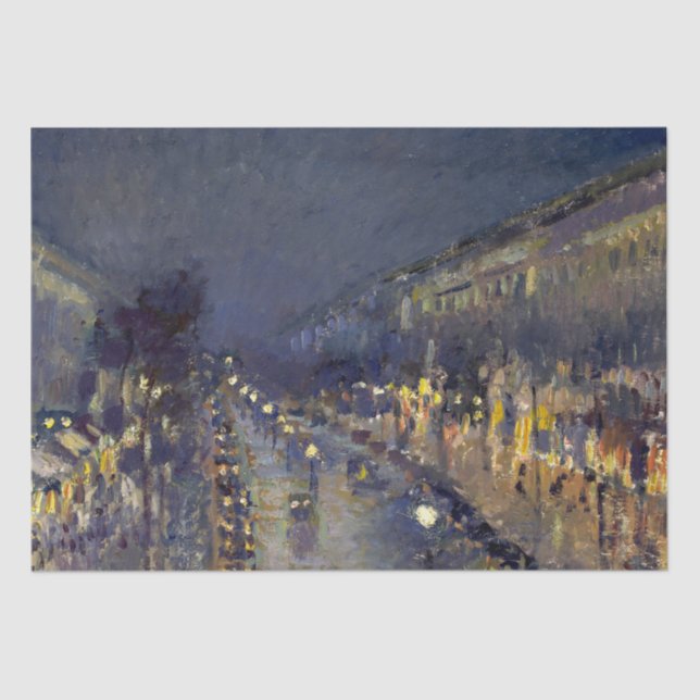 Papel De Seda Boulevard Montmartre na Night Pissarro (Frente )