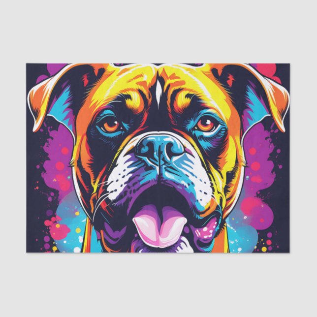 Papel De Seda Boxer Dog Portrait Pop Art (Frente )