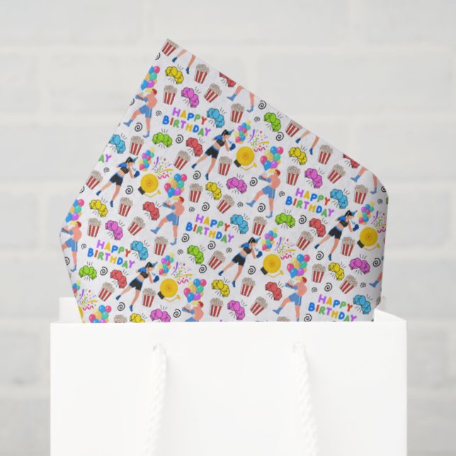 Papel De Seda Boxing Birthday Tissue Paper (Sacola de presentes)