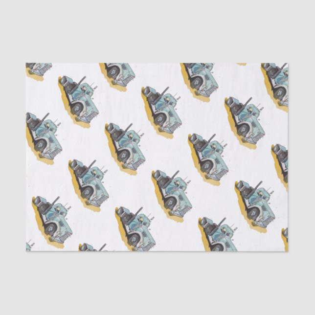 Papel De Seda Boys Birthday Party Blue Semi Truck (Frente )