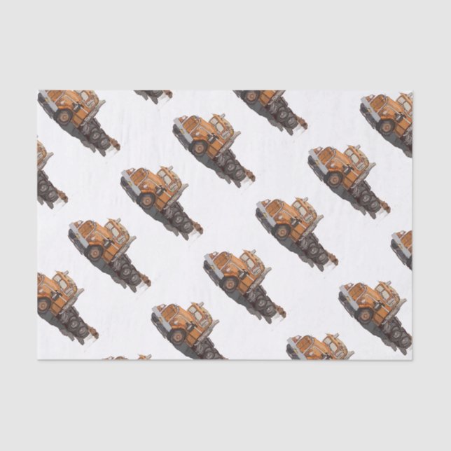 Papel De Seda Boys Birthday Party Orange Semi Truck (Frente )