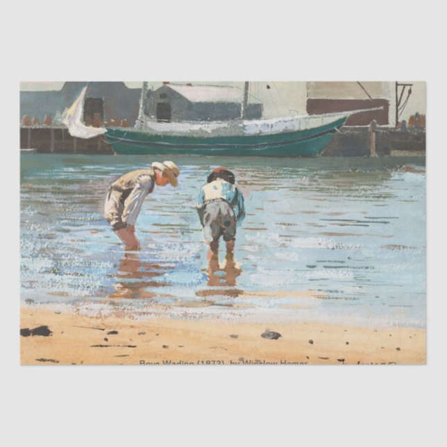 Papel De Seda Boys Wading (1873) Por Winslow Homer (Frente )