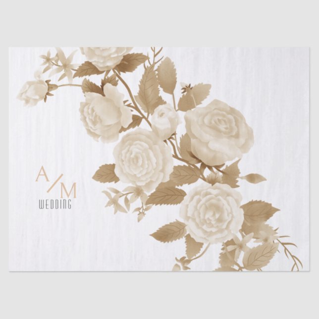 Papel De Seda Branca de Monograma Chic Casado (Frente )