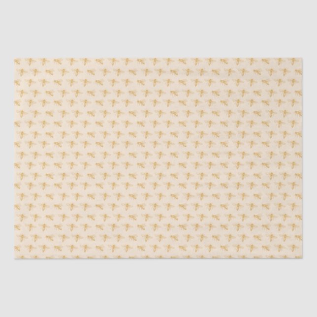 Papel de Seda Branco Antigo Abelhas Melíferas Selv (Frente )