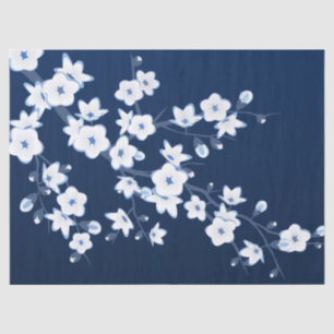 Papel De Seda Branco azul da flor de cerejeira