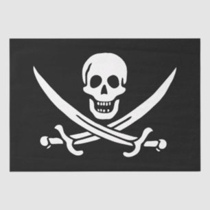 Papel De Seda Branco, Bandeira Pirata, Calico Jack, Caveira e Cu