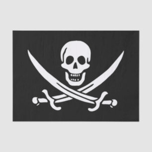 Papel De Seda Branco, Bandeira Pirata, Calico Jack, Caveira e Cu
