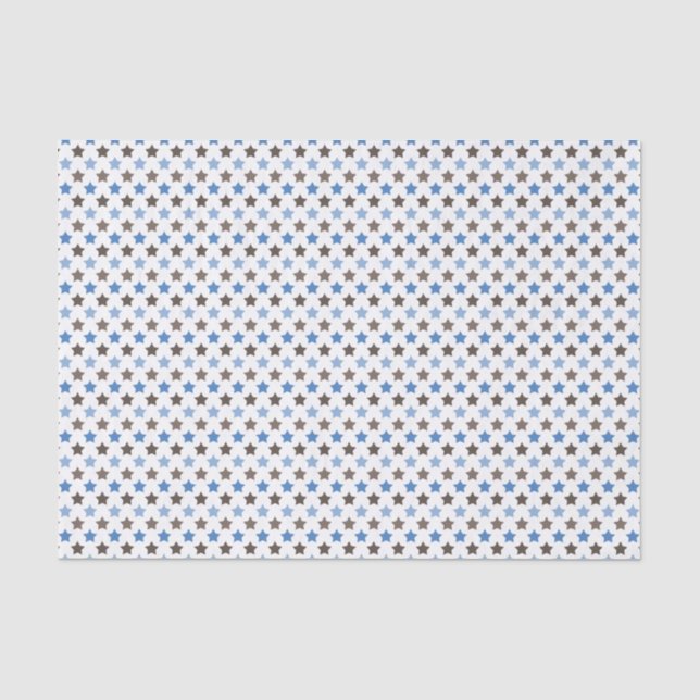 PAPEL DE SEDA BRANCO COM CÉLULAS DE ESTRELAS BRANCAS E AZUIS (Frente )