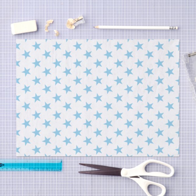 Papel De Seda Branco com estrelas azuis (Arte )