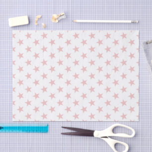 Papel De Seda Branco com estrelas rosa