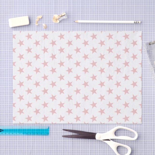 Papel De Seda Branco com estrelas rosa (Arte )