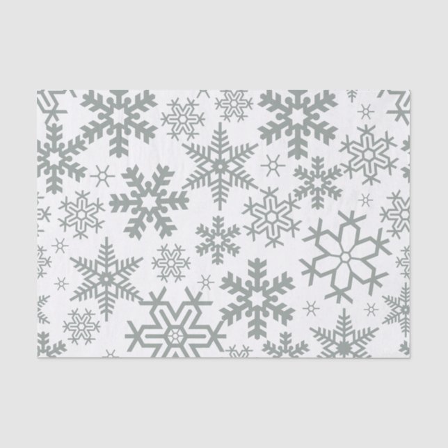 PAPEL DE SEDA BRANCO COM FLÓRES DE INVERNO VERDES (Frente )