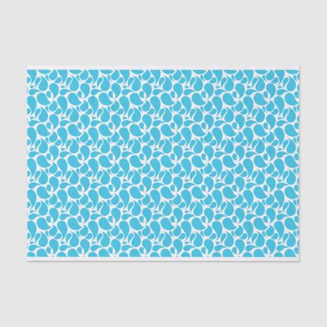 PAPEL DE SEDA BRANCO COM PADRÕES AQUA PAISLEY (Frente )