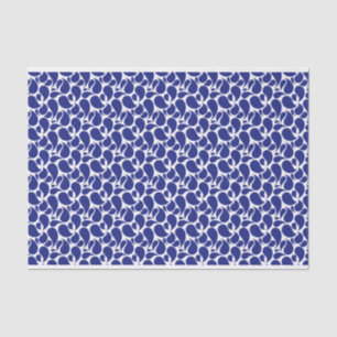 PAPEL DE SEDA BRANCO COM PADRÕES AZUIS PAISLEY