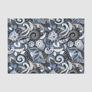Papel De Seda Branco e Azul Estampa Paisley Festa de Aniversário