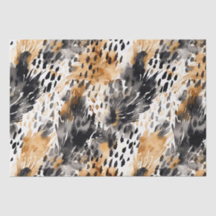 Papel De Seda Branco Preto Creme Leopardo Animal Floral Aniversá