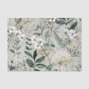 Papel De Seda Branco Rústico Floral Pastel Vintage Boho