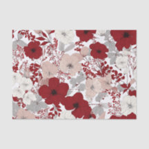 Branco Rústico Floral Vintage Pastel Vermelho