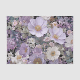 Papel De Seda Branco Rústico Roxo Vintage Boho Floral