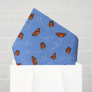 Papel De Seda breezy Monarch borboletas padrão azul
