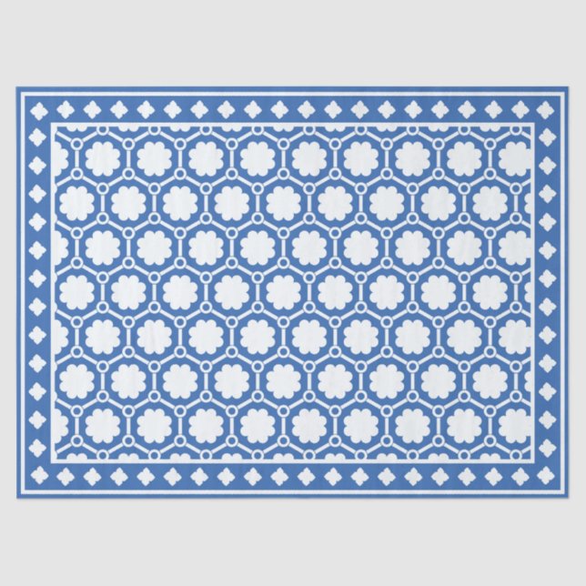 Papel De Seda Bright Blue Modern Bone Inlay Decoupage Paper (Frente )