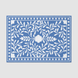 Papel De Seda Bright Blue Traditional Bone Inlay Decoupage Paper