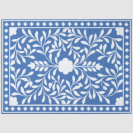 Papel De Seda Bright Blue Traditional Bone Inlay Decoupage Paper