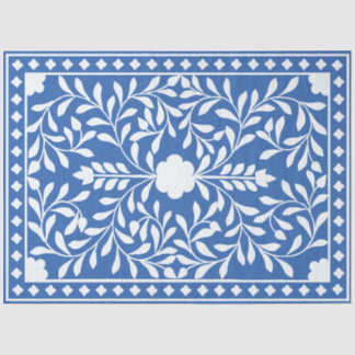 Papel De Seda Bright Blue Traditional Bone Inlay Decoupage Paper