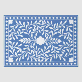 Papel De Seda Bright Blue Traditional Bone Inlay Decoupage Paper