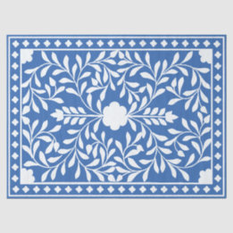 Papel De Seda Bright Blue Traditional Bone Inlay Decoupage Paper