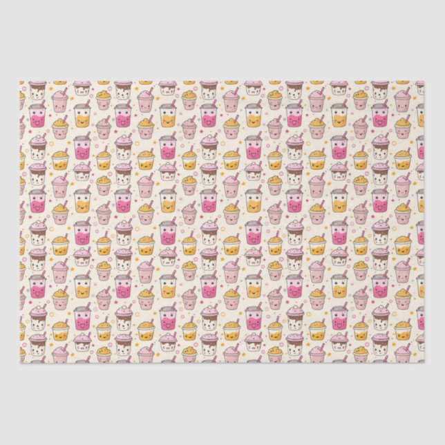Papel De Seda Bright Boba Tea Pattern (Frente )