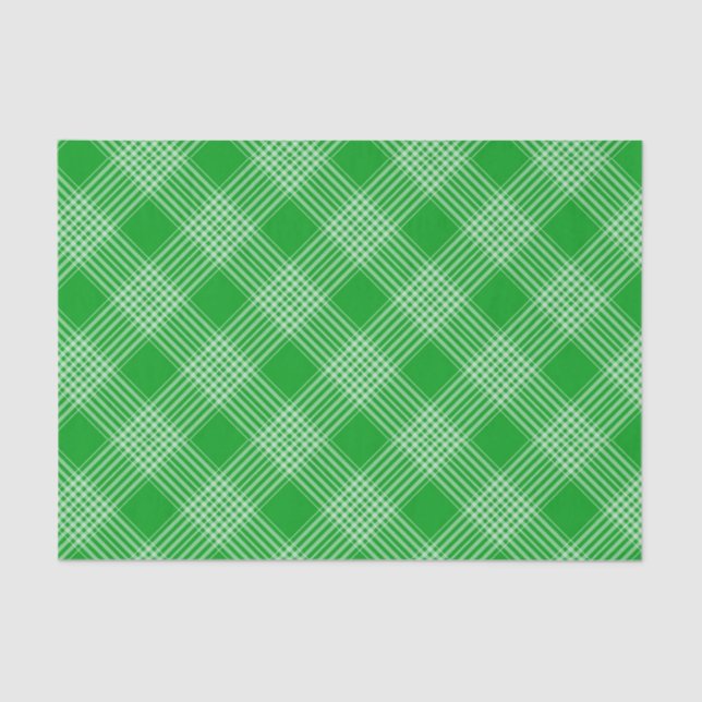Papel De Seda Bright Green Plaid Checked Pattern (Frente )