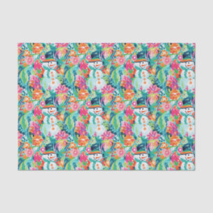 Papel De Seda Bright Palm Beach Christmas Snowman
