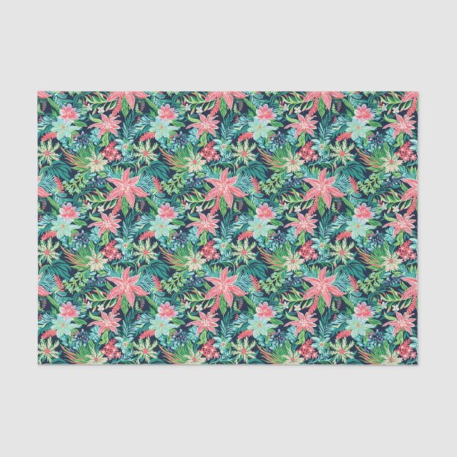 Papel De Seda Bright Palm Beach Floral Poinsettia (Frente )