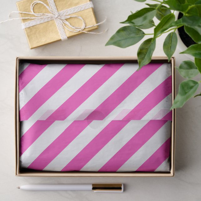 Papel De Seda Bright Pink and White Striped (Presente)